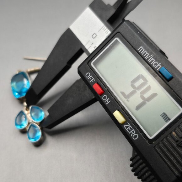 Sterling Silver Dangle Earrings 2.5" Blue Glass Gemstones 12.35g - Picture 12 of 14